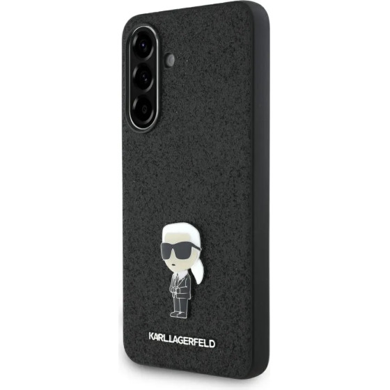 Karl Lagerfeld Fixed Glitter Ikonik Logo Metal Pin Case for Samsung Galaxy A56 - Black - (KF002577-0)