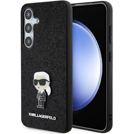 Karl Lagerfeld Fixed Glitter Ikonik Logo Metal Pin case for Samsung Galaxy S24+ - black - (KF001969-0)