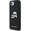Karl Lagerfeld Fixed Glitter Karl&Choupette Heads Metal Pin iPhone 16e Case - Black - (KF002579-0)