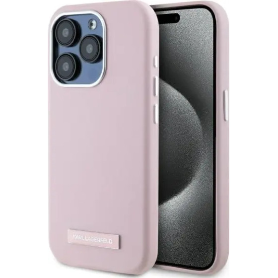 Karl Lagerfeld FW Metal Plate MagSafe iPhone 15 Pro Max Case - Pink - (KF002388-0)