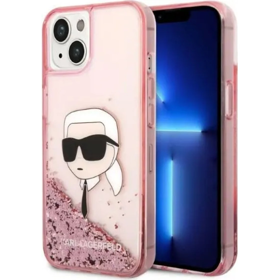 Karl Lagerfeld Glitter Karl's Head case for iPhone 14 Plus - pink - (KF001392-0)