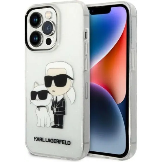 Karl Lagerfeld Glitter Karl&Choupette Case for iPhone 14 Pro Max 6.7 - Transparent - (KF001365-0)