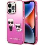 Karl Lagerfeld Gradient Ikonik Karl & Choupette iPhone 14 Pro 6.1 Case - Pink - (KF001239-0)