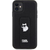 Karl Lagerfeld Gripstand Saffiano Choupette Pins Case for iPhone 11 / Xr - Black - (KF001908-0)