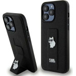 Karl Lagerfeld Gripstand Saffiano Choupette Pins case for iPhone 13 Pro Max - black - (KF001910-0)