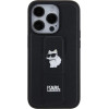 Karl Lagerfeld Gripstand Saffiano Choupette Pins case for iPhone 14 Pro - black - (KF001911-0)