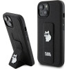 Karl Lagerfeld Gripstand Saffiano Choupette Pins Case for iPhone 15 Plus / 14 Plus - Black - (KF001892-0)