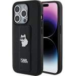 Karl Lagerfeld Gripstand Saffiano Choupette Pins case for iPhone 15 Pro - black - (KF001893-0)