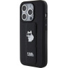 Karl Lagerfeld Gripstand Saffiano Choupette Pins case for iPhone 15 Pro Max - black - (KF001894-0)