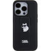 Karl Lagerfeld Gripstand Saffiano Choupette Pins case for iPhone 15 Pro Max - black - (KF001894-0)