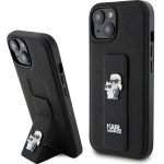 Karl Lagerfeld Gripstand Saffiano Karl&Choupette Pins case for iPhone 15 - black - (KF001887-0)