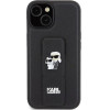 Karl Lagerfeld Gripstand Saffiano Karl&Choupette Pins case for iPhone 15 - black - (KF001887-0)