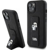 Karl Lagerfeld Gripstand Saffiano Karl&Choupette Pins case for iPhone 15 Plus / 14 Plus - black - (KF001888-0)