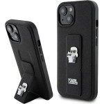 Karl Lagerfeld Gripstand Saffiano Karl&Choupette Pins case for iPhone 15 Plus / 14 Plus - black - (KF001888-0)
