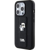 Karl Lagerfeld Gripstand Saffiano Karl&Choupette Pins case for iPhone 15 Pro - black - (KF001889-0)