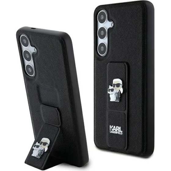 Karl Lagerfeld Gripstand Saffiano Karl&Choupette Pins case for Samsung Galaxy S24+ - black - (KF001948-0)