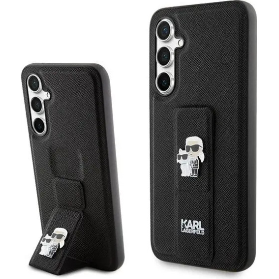 Karl Lagerfeld Gripstand Saffiano Karl&Choupette Pins case for Samsung Galaxy S23 FE - black - (KF001926-0)