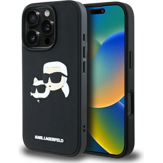 Karl Lagerfeld HC 3D Rubber Double Heads iPhone 16 Pro Case - Black - (KF002519-0)