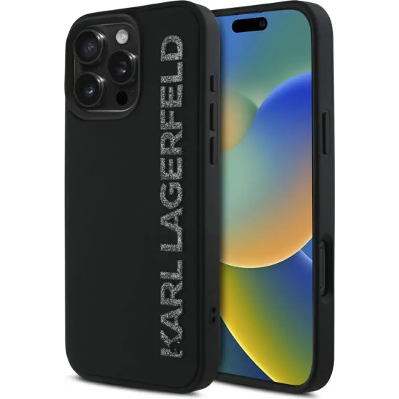 Karl Lagerfeld HC 3D Rubber Elongated Glitter iPhone 16 Pro Max Case - Black - (KF002517-0)