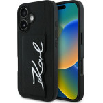 Karl Lagerfeld HC Grained PU Cardslot Metal Signature iPhone 16 Case - Black - (KF002512-0)