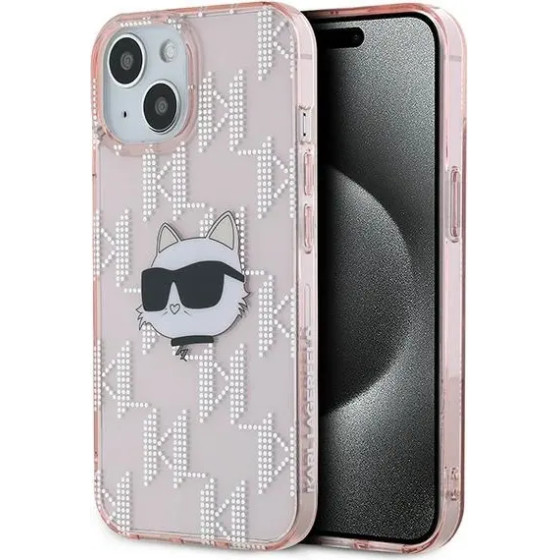 Karl Lagerfeld IML Choupette Head & Monogram case for iPhone 15 / 14 / 13 - pink - (KF002126-0)