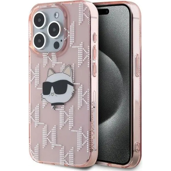 Karl Lagerfeld IML Choupette Head & Monogram case for iPhone 15 Pro Max - pink - (KF002128-0)