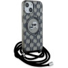 Karl Lagerfeld IML Crossbody Monogram Karl & Choupette Head MagSafe Case for iPhone 15 / 14 / 13 - Black - (KF002156-0)