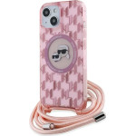 Karl Lagerfeld IML Crossbody Monogram Karl & Choupette Head MagSafe case for iPhone 15 / 14 / 13 - pink - (KF002159-0)