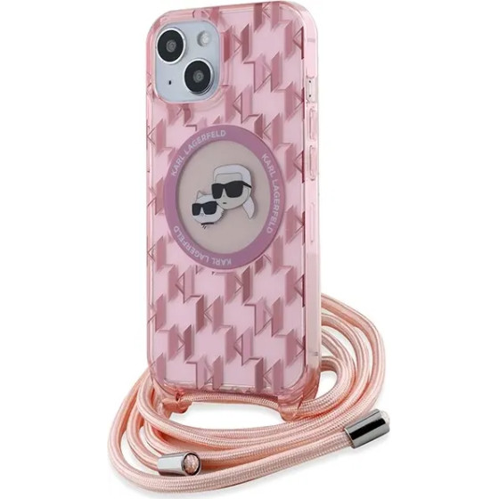 Karl Lagerfeld IML Crossbody Monogram Karl & Choupette Head MagSafe case for iPhone 15 / 14 / 13 - pink - (KF002159-0)