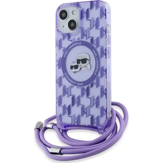 Karl Lagerfeld IML Crossbody Monogram Karl & Choupette Head MagSafe case for iPhone 15 / 14 / 13 - purple - (KF002162-0)