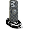 Karl Lagerfeld IML Crossbody Monogram Karl & Choupette Head MagSafe Case for iPhone 15 Pro - Black - (KF002157-0)