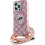 Karl Lagerfeld IML Crossbody Monogram Karl & Choupette Head MagSafe case for iPhone 15 Pro - pink - (KF002160-0)