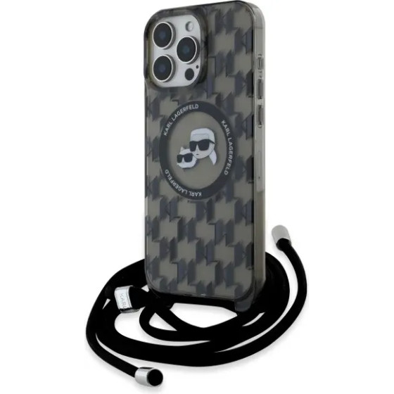 Karl Lagerfeld IML Crossbody Monogram Karl & Choupette Head MagSafe Case for iPhone 16 Pro Max - Black - (KF002395-0)