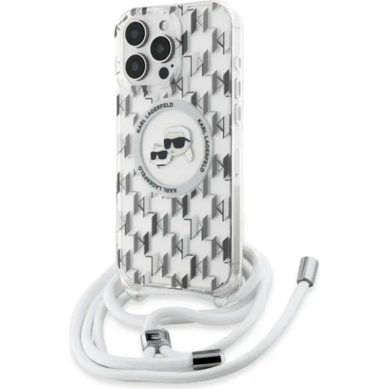 Karl Lagerfeld IML Crossbody Monogram Karl & Choupette Head MagSafe Case for iPhone 16 Pro Max - Clear - (KF002398-0)