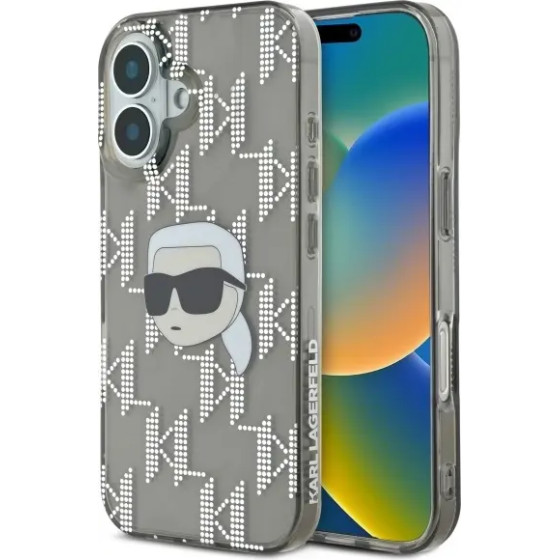 Karl Lagerfeld IML Karl Head Electroplated iPhone 16 Case - Black - (KF002351-0)