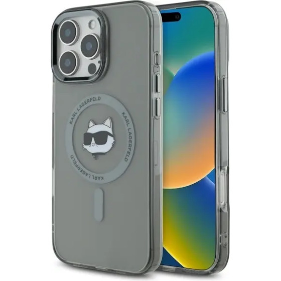 Karl Lagerfeld IML Metal Choupette Head MagSafe Case for iPhone 16 Pro Max - Black - (KF002299-0)