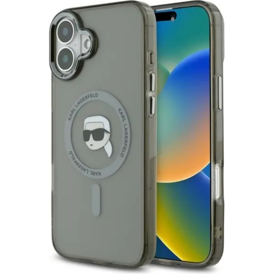 Karl Lagerfeld IML Metal Karl Head MagSafe iPhone 16 Plus Case - Black - (KF002293-0)