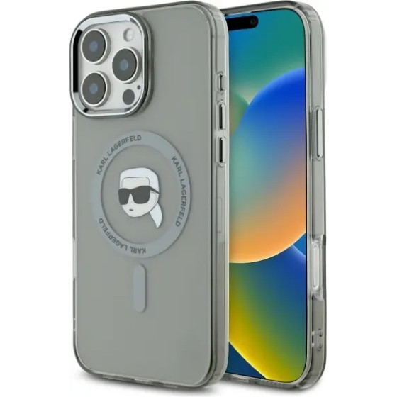 Karl Lagerfeld IML Metal Karl Head MagSafe iPhone 16 Pro Case - Black - (KF002294-0)