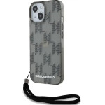 Karl Lagerfeld IML Mono KL Pattern & Cord case for iPhone 15 / 14 / 13 - black - (KF002067-0)
