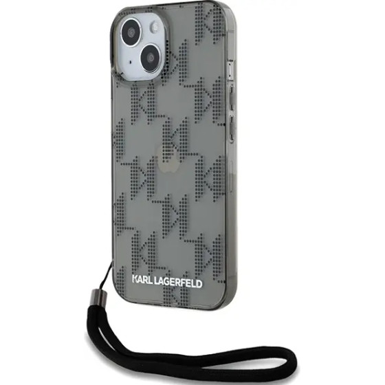 Karl Lagerfeld IML Mono KL Pattern & Cord case for iPhone 15 / 14 / 13 - black - (KF002067-0)