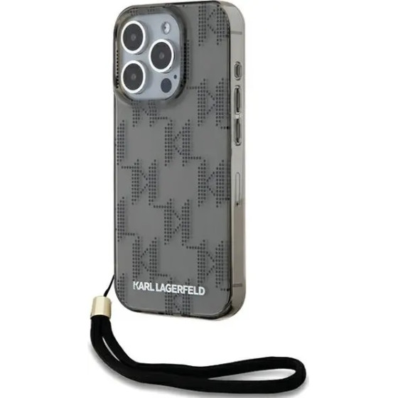 Karl Lagerfeld IML Mono KL Pattern & Cord case for iPhone 15 Pro - black - (KF002068-0)