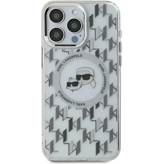 Karl Lagerfeld IML Monogram Karl & Choupette Head MagSafe iPhone 15 Case - Clear - (KF002266-0)