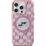 Karl Lagerfeld IML Monogram Karl & Choupette Head MagSafe iPhone 15 Case - Pink - (KF002259-0)