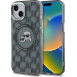 Karl Lagerfeld IML Monogram Karl & Choupette Head MagSafe iPhone 15 Plus Case - Black - (KF002256-0)