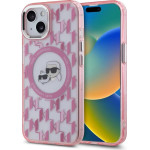 Karl Lagerfeld IML Monogram Karl & Choupette Head MagSafe iPhone 15 Plus Case - Pink - (KF002260-0)