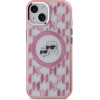 Karl Lagerfeld IML Monogram Karl & Choupette Head MagSafe iPhone 15 Plus Case - Pink - (KF002260-0)