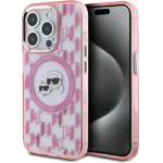 Karl Lagerfeld IML Monogram Karl & Choupette Head MagSafe iPhone 15 Pro Case - Pink - (KF002261-0)