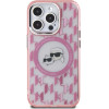 Karl Lagerfeld IML Monogram Karl & Choupette Head MagSafe iPhone 15 Pro Case - Pink - (KF002261-0)