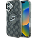 Karl Lagerfeld IML Monogram Karl & Choupette Head MagSafe iPhone 16 Case - Black - (KF002325-0)