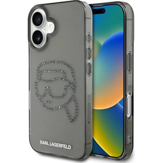 Karl Lagerfeld IML Rhinestones Karl Head Case for iPhone 16 Black - (KF002558-0)